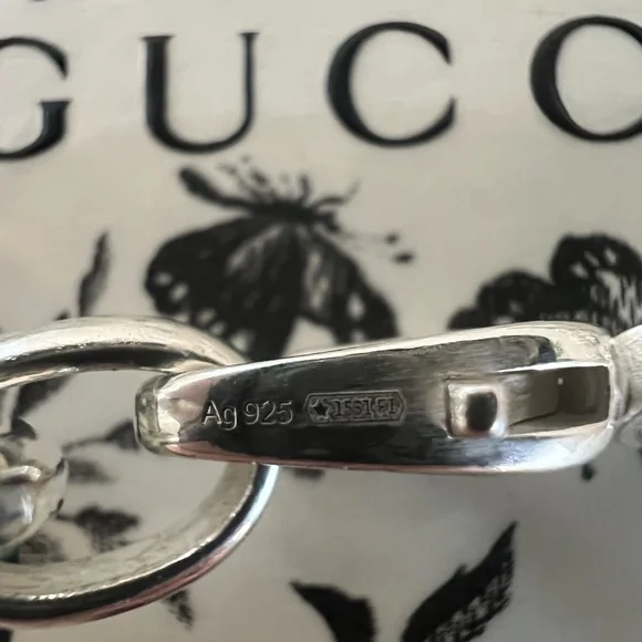 NIB GUCCI 925 Sterling Silver Interlocking GG Britt Bracelet - Picture 6 of 11